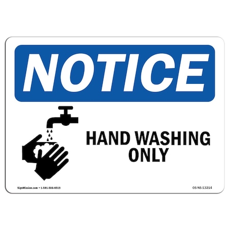 Signmission OSHA Sign, Hand Washing, 14in X 10in Rigid Plastic, 10" W, 14" L, Landscape, OS-NS-P-1014-L-13214 OS-NS-P-1014-L-13214